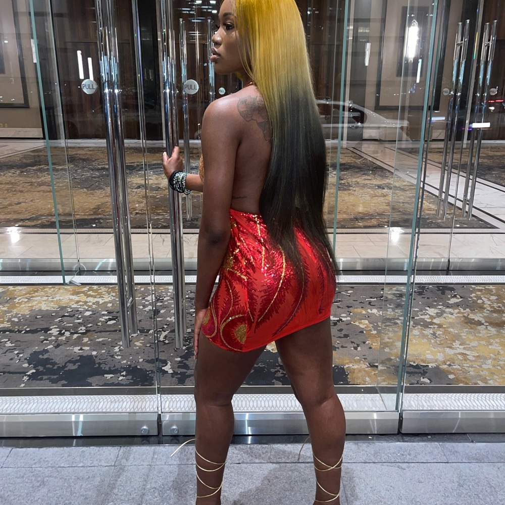 Red and gold dress